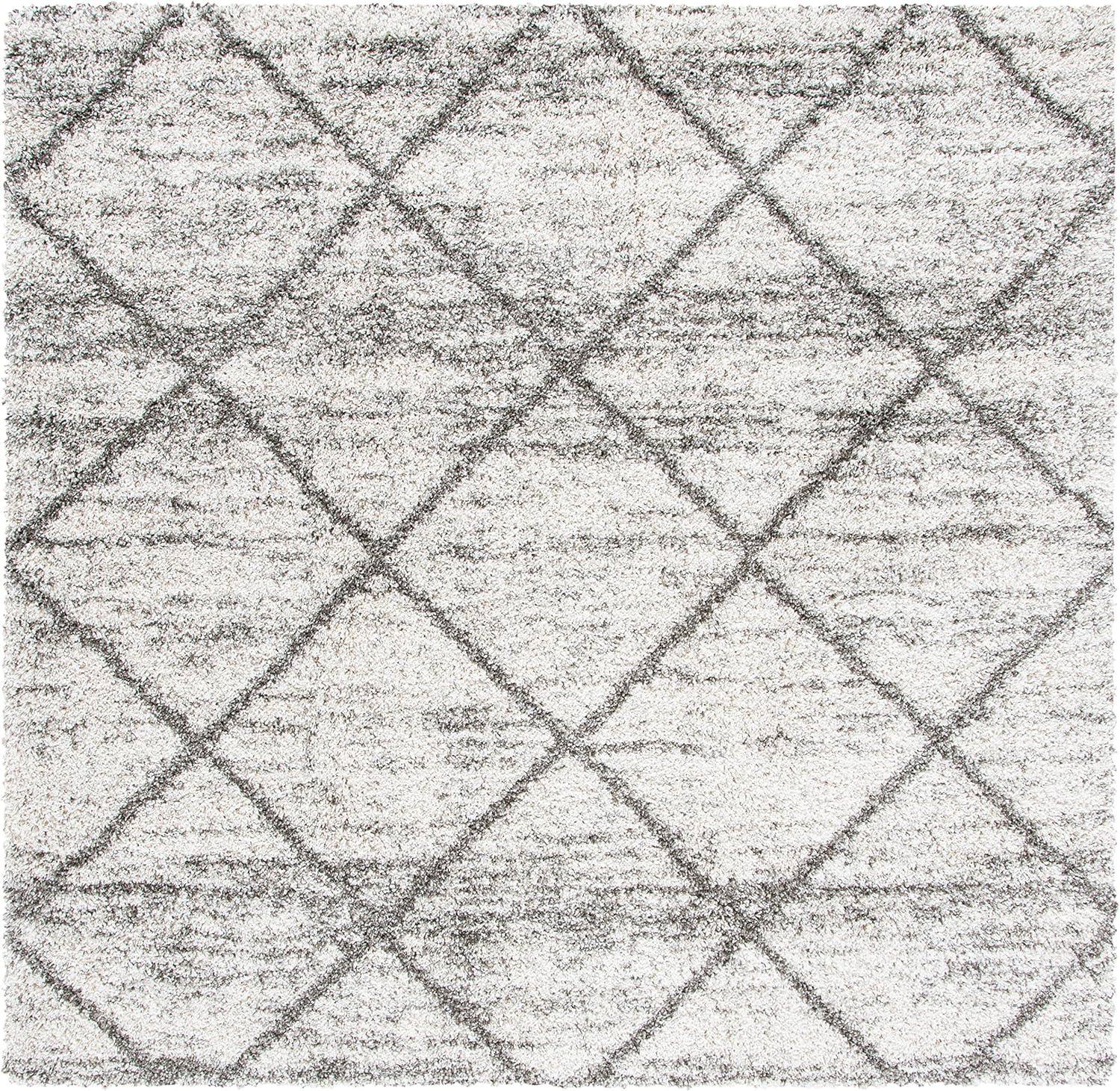 image:imageSAFAVIEH Hudson Shag Collection Area Rug 53 x 76 Ivory amp Grey Modern Trellis Design NonShedding amp Easy Care 2inch Thick Ideal for High Traffic Areas in Living Room Bedroom SGH281AGreyBeige