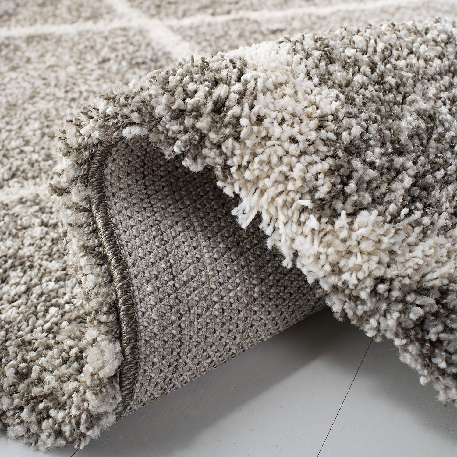 image:imageSAFAVIEH Hudson Shag Collection Area Rug 53 x 76 Ivory amp Grey Modern Trellis Design NonShedding amp Easy Care 2inch Thick Ideal for High Traffic Areas in Living Room Bedroom SGH281AGreyIvory