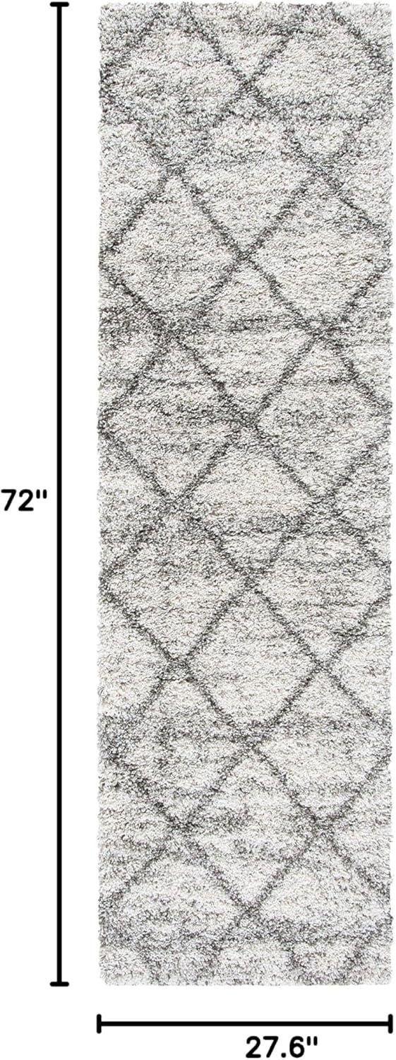 image:imageSAFAVIEH Hudson Shag Collection Area Rug 53 x 76 Ivory amp Grey Modern Trellis Design NonShedding amp Easy Care 2inch Thick Ideal for High Traffic Areas in Living Room Bedroom SGH281AGreyBeige