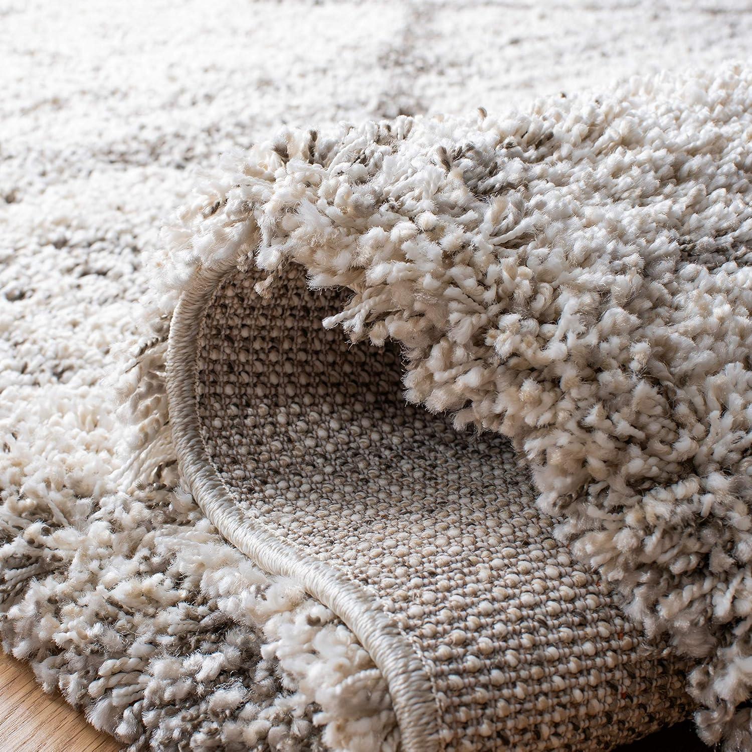 image:imageSAFAVIEH Hudson Shag Collection Area Rug 53 x 76 Ivory amp Grey Modern Trellis Design NonShedding amp Easy Care 2inch Thick Ideal for High Traffic Areas in Living Room Bedroom SGH281AGreyBeige