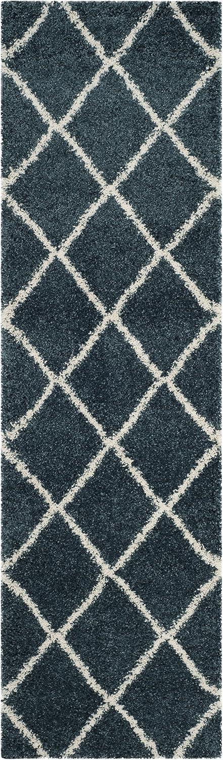 image:imageSAFAVIEH Hudson Shag Collection Area Rug 53 x 76 Ivory amp Grey Modern Trellis Design NonShedding amp Easy Care 2inch Thick Ideal for High Traffic Areas in Living Room Bedroom SGH281ASlate BlueIvory