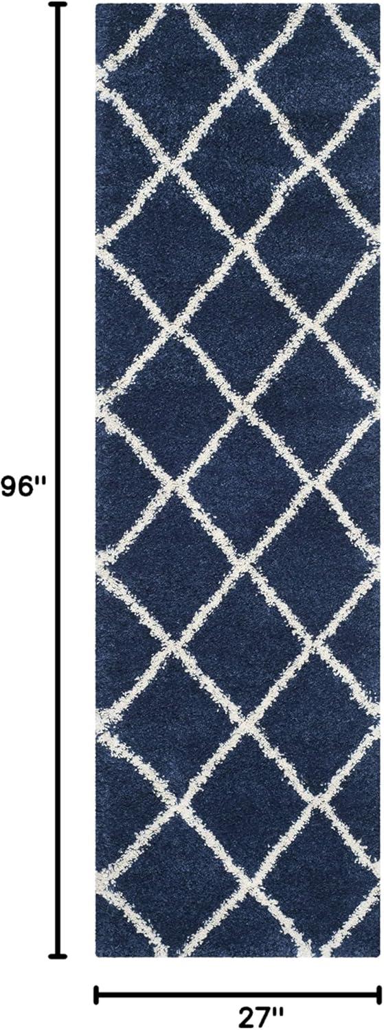 image:imageSAFAVIEH Hudson Shag Collection Area Rug 53 x 76 Ivory amp Grey Modern Trellis Design NonShedding amp Easy Care 2inch Thick Ideal for High Traffic Areas in Living Room Bedroom SGH281ANavyIvory