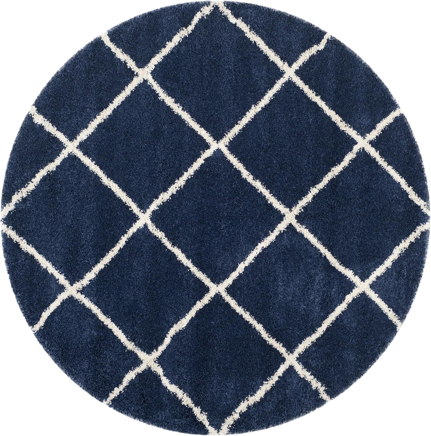 image:imageSAFAVIEH Hudson Shag Collection Area Rug 53 x 76 Ivory amp Grey Modern Trellis Design NonShedding amp Easy Care 2inch Thick Ideal for High Traffic Areas in Living Room Bedroom SGH281ANavyIvory
