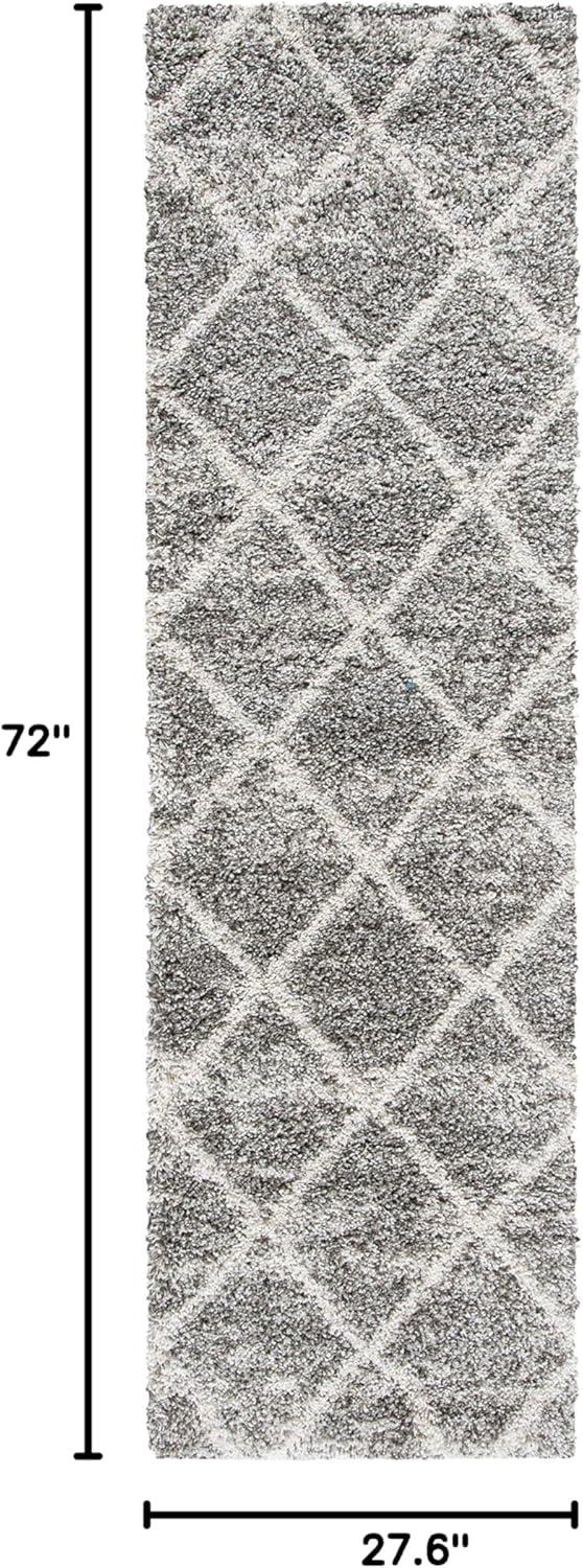 image:imageSAFAVIEH Hudson Shag Collection Area Rug 53 x 76 Ivory amp Grey Modern Trellis Design NonShedding amp Easy Care 2inch Thick Ideal for High Traffic Areas in Living Room Bedroom SGH281ADistressed GreyIvory