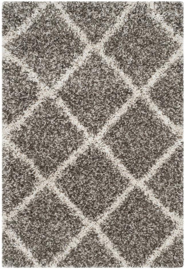 image:imageSAFAVIEH Hudson Shag Collection Area Rug 53 x 76 Ivory amp Grey Modern Trellis Design NonShedding amp Easy Care 2inch Thick Ideal for High Traffic Areas in Living Room Bedroom SGH281AGreyIvory