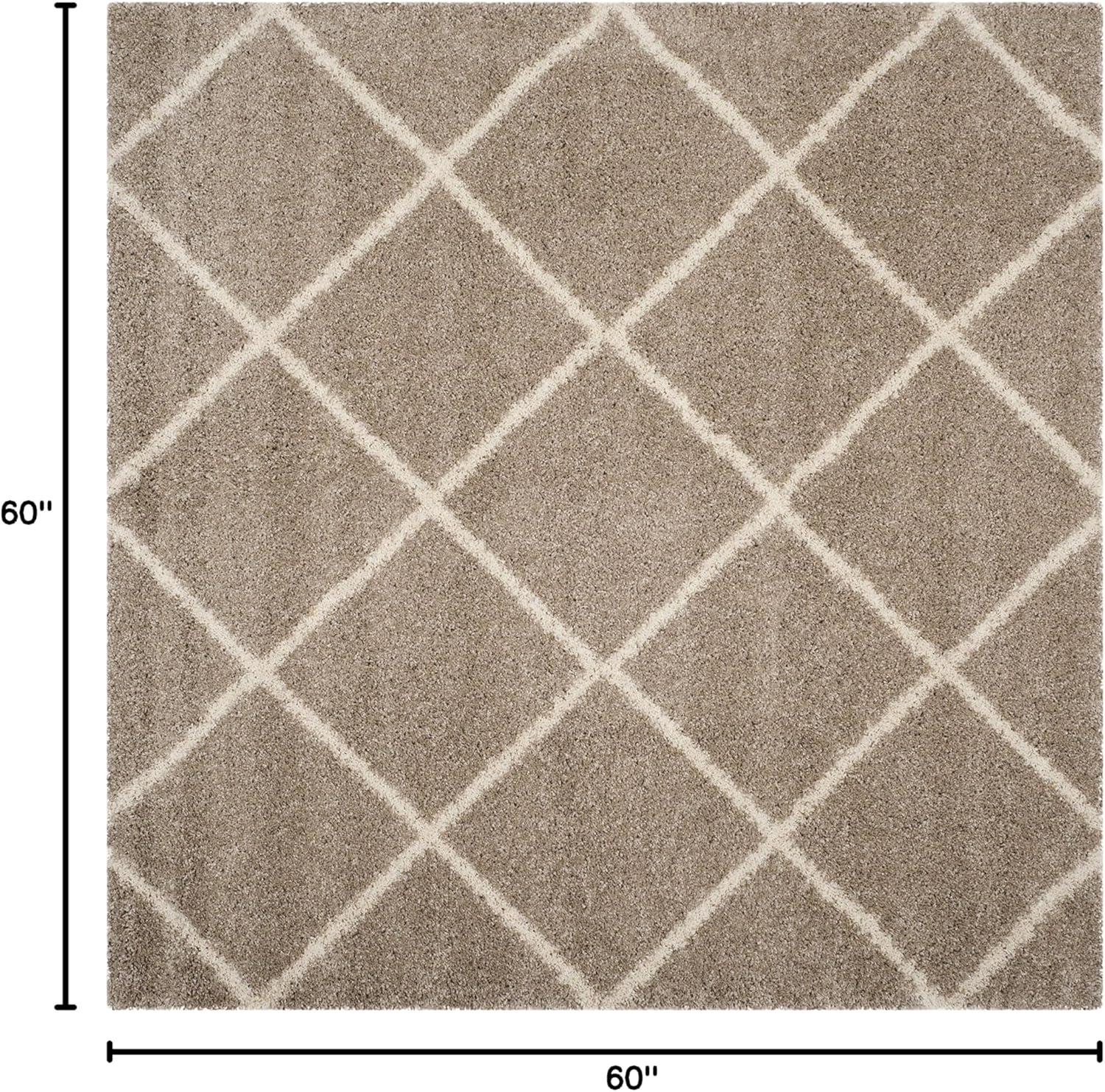 image:imageSAFAVIEH Hudson Shag Collection Area Rug 53 x 76 Ivory amp Grey Modern Trellis Design NonShedding amp Easy Care 2inch Thick Ideal for High Traffic Areas in Living Room Bedroom SGH281ABeigeIvory