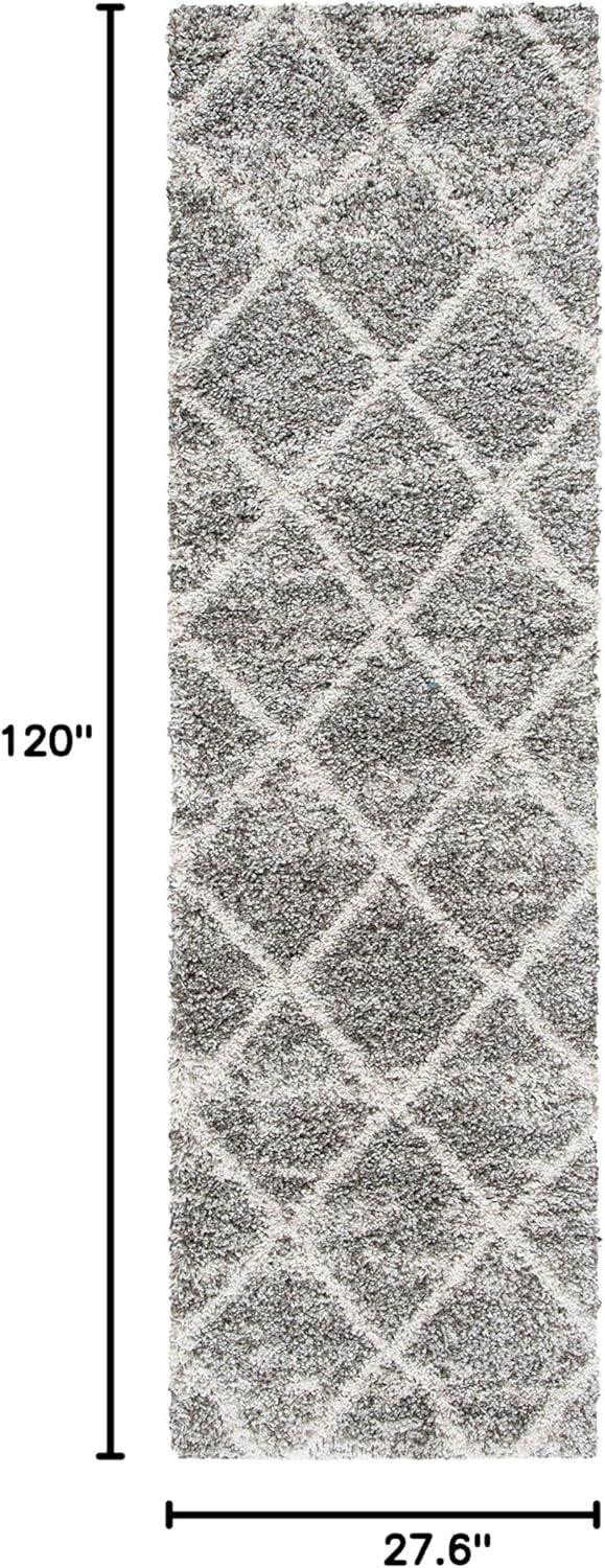 image:imageSAFAVIEH Hudson Shag Collection Area Rug 53 x 76 Ivory amp Grey Modern Trellis Design NonShedding amp Easy Care 2inch Thick Ideal for High Traffic Areas in Living Room Bedroom SGH281ADistressed GreyIvory