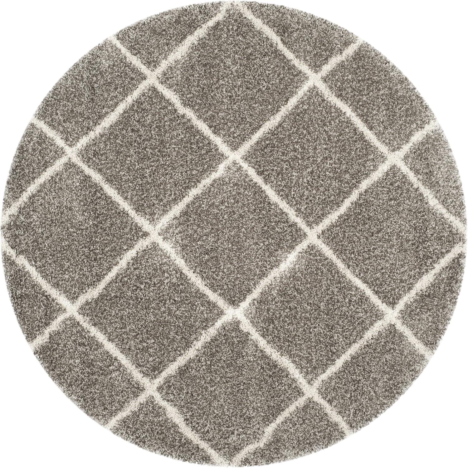 image:imageSAFAVIEH Hudson Shag Collection Area Rug 53 x 76 Ivory amp Grey Modern Trellis Design NonShedding amp Easy Care 2inch Thick Ideal for High Traffic Areas in Living Room Bedroom SGH281AGreyIvory
