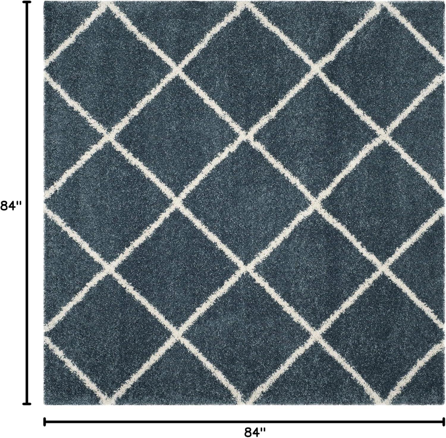 image:imageSAFAVIEH Hudson Shag Collection Area Rug 53 x 76 Ivory amp Grey Modern Trellis Design NonShedding amp Easy Care 2inch Thick Ideal for High Traffic Areas in Living Room Bedroom SGH281ASlate BlueIvory