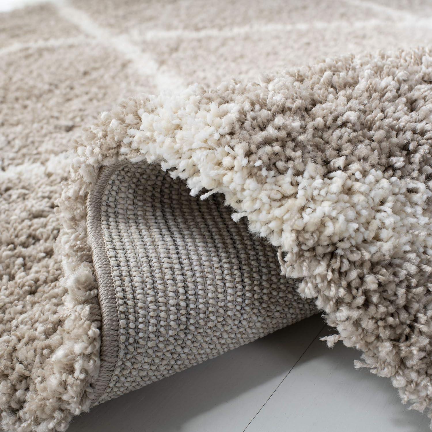 image:imageSAFAVIEH Hudson Shag Collection Area Rug 53 x 76 Ivory amp Grey Modern Trellis Design NonShedding amp Easy Care 2inch Thick Ideal for High Traffic Areas in Living Room Bedroom SGH281ABeigeIvory
