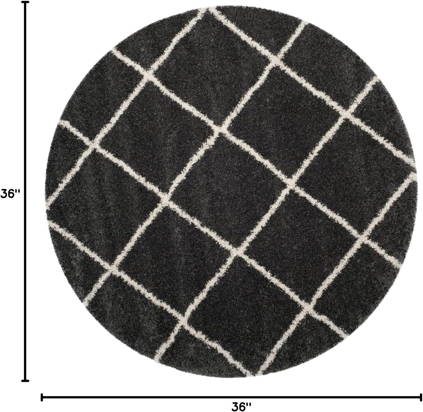 image:imageSAFAVIEH Hudson Shag Collection Area Rug 53 x 76 Ivory amp Grey Modern Trellis Design NonShedding amp Easy Care 2inch Thick Ideal for High Traffic Areas in Living Room Bedroom SGH281ADark GreyIvory