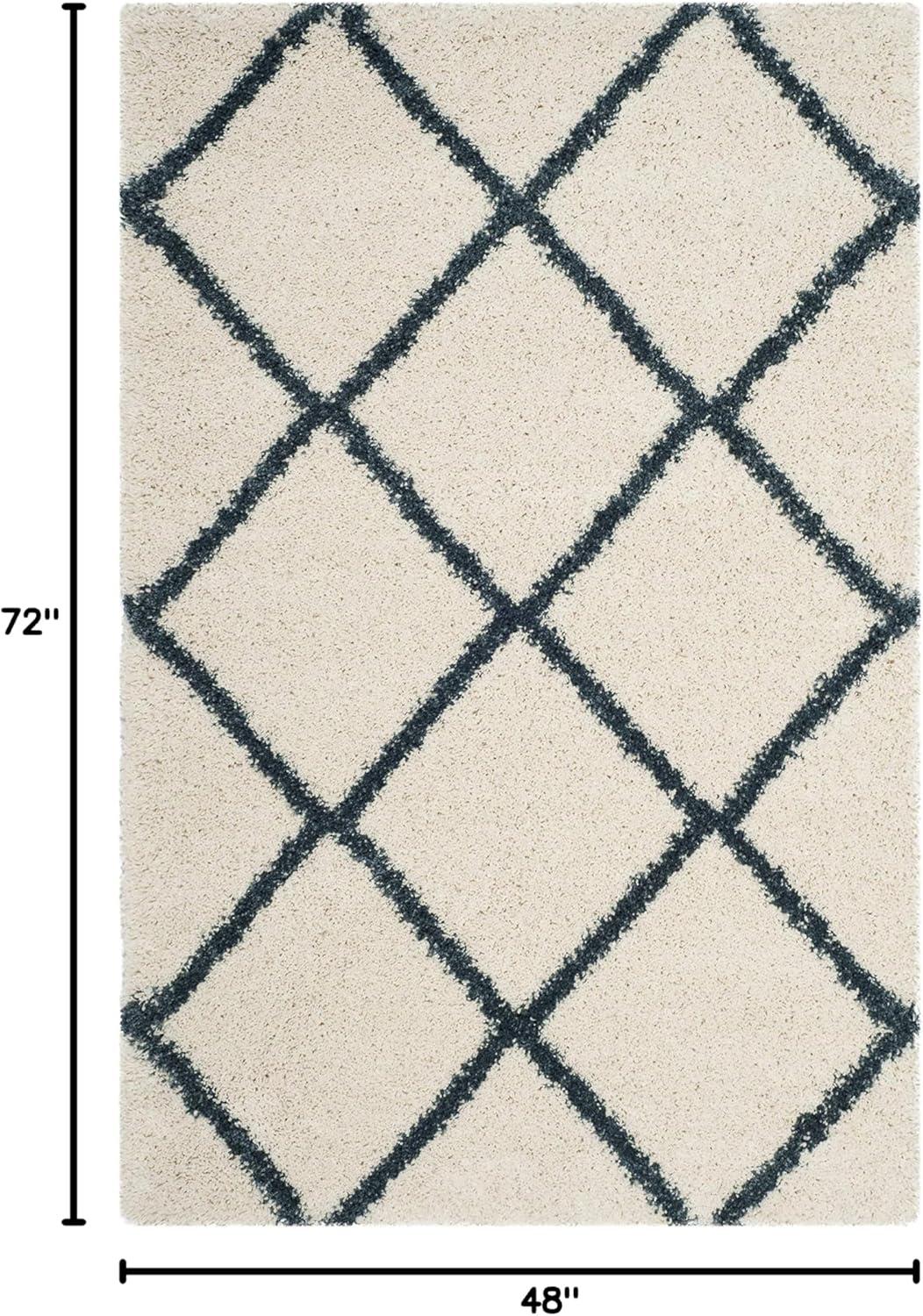 image:imageSAFAVIEH Hudson Shag Collection Area Rug 53 x 76 Ivory amp Grey Modern Trellis Design NonShedding amp Easy Care 2inch Thick Ideal for High Traffic Areas in Living Room Bedroom SGH281AIvorySteel Blue