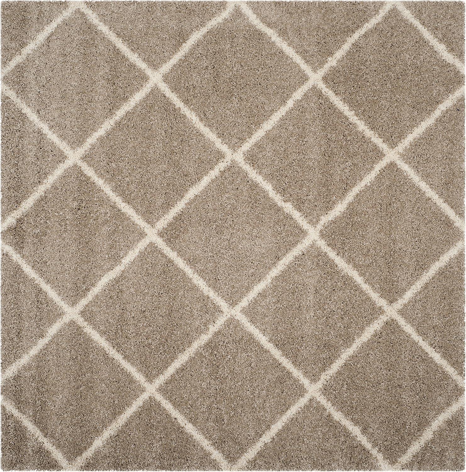 image:imageSAFAVIEH Hudson Shag Collection Area Rug 53 x 76 Ivory amp Grey Modern Trellis Design NonShedding amp Easy Care 2inch Thick Ideal for High Traffic Areas in Living Room Bedroom SGH281ABeigeIvory