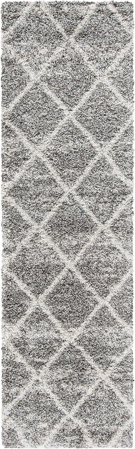 image:imageSAFAVIEH Hudson Shag Collection Area Rug 53 x 76 Ivory amp Grey Modern Trellis Design NonShedding amp Easy Care 2inch Thick Ideal for High Traffic Areas in Living Room Bedroom SGH281ADistressed GreyIvory