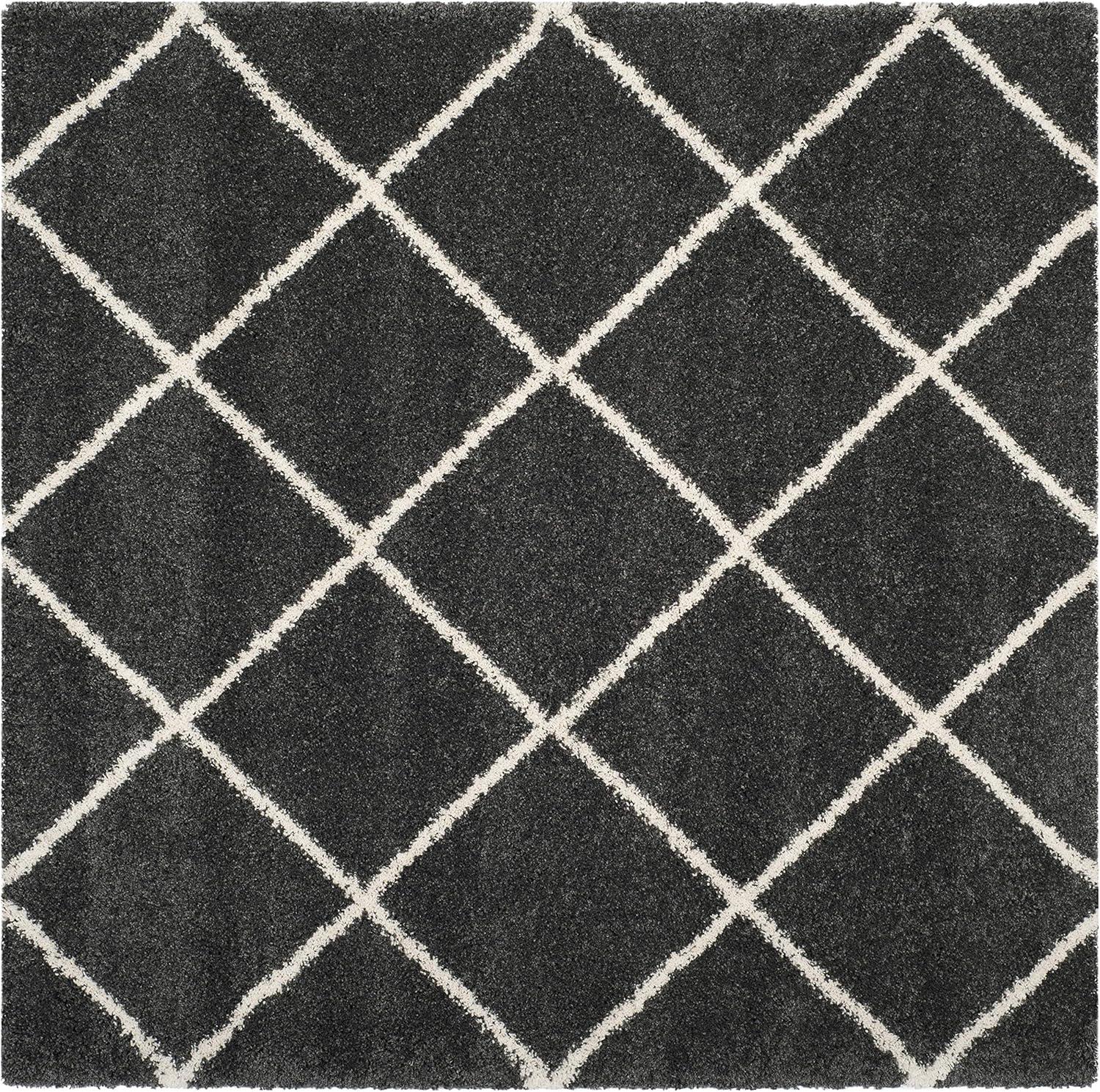 image:imageSAFAVIEH Hudson Shag Collection Area Rug 53 x 76 Ivory amp Grey Modern Trellis Design NonShedding amp Easy Care 2inch Thick Ideal for High Traffic Areas in Living Room Bedroom SGH281ADark GreyIvory