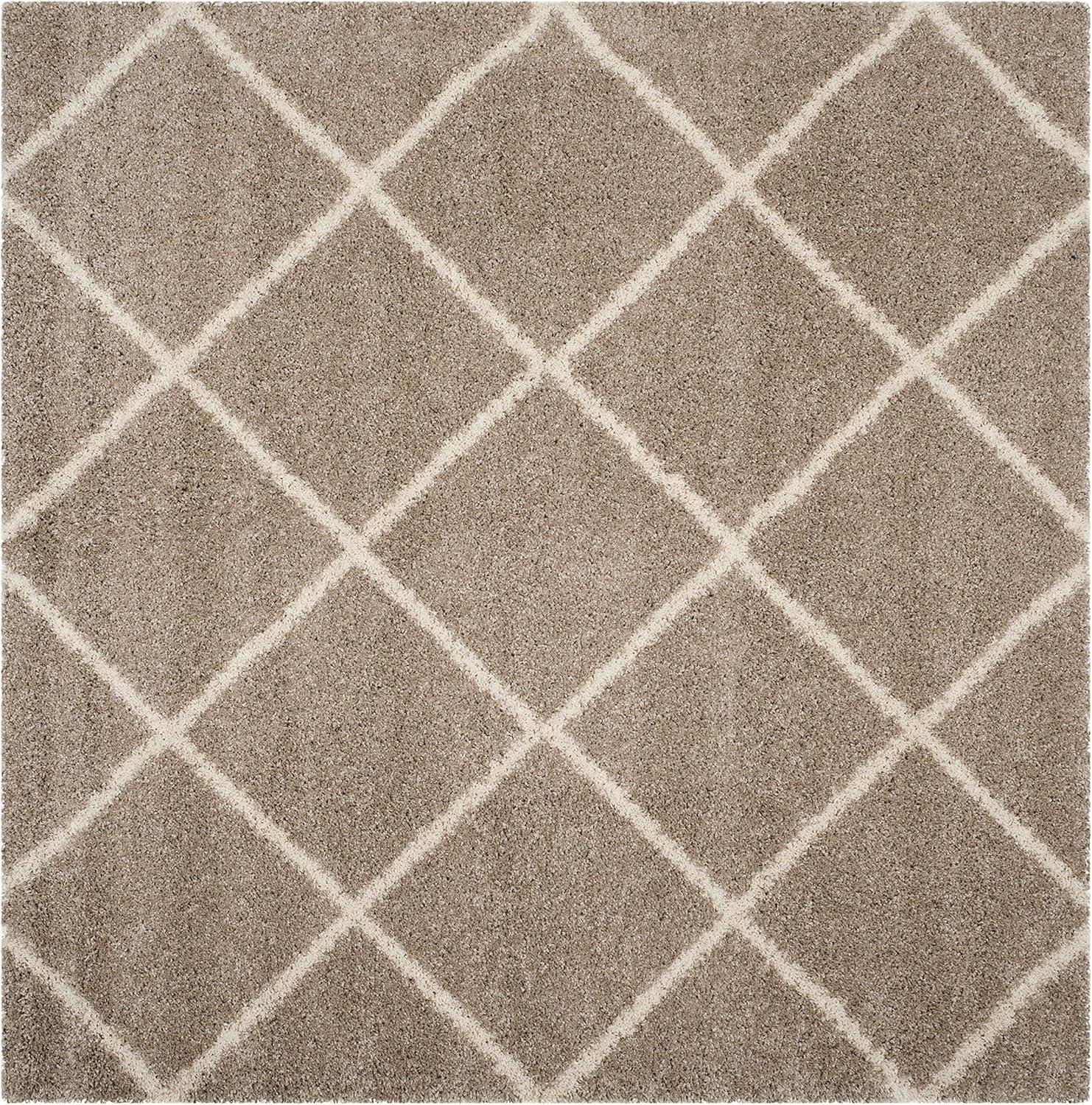 image:imageSAFAVIEH Hudson Shag Collection Area Rug 53 x 76 Ivory amp Grey Modern Trellis Design NonShedding amp Easy Care 2inch Thick Ideal for High Traffic Areas in Living Room Bedroom SGH281ABeigeIvory