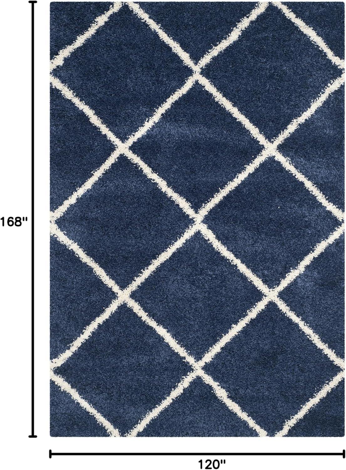 image:imageSAFAVIEH Hudson Shag Collection Area Rug 53 x 76 Ivory amp Grey Modern Trellis Design NonShedding amp Easy Care 2inch Thick Ideal for High Traffic Areas in Living Room Bedroom SGH281ANavyIvory