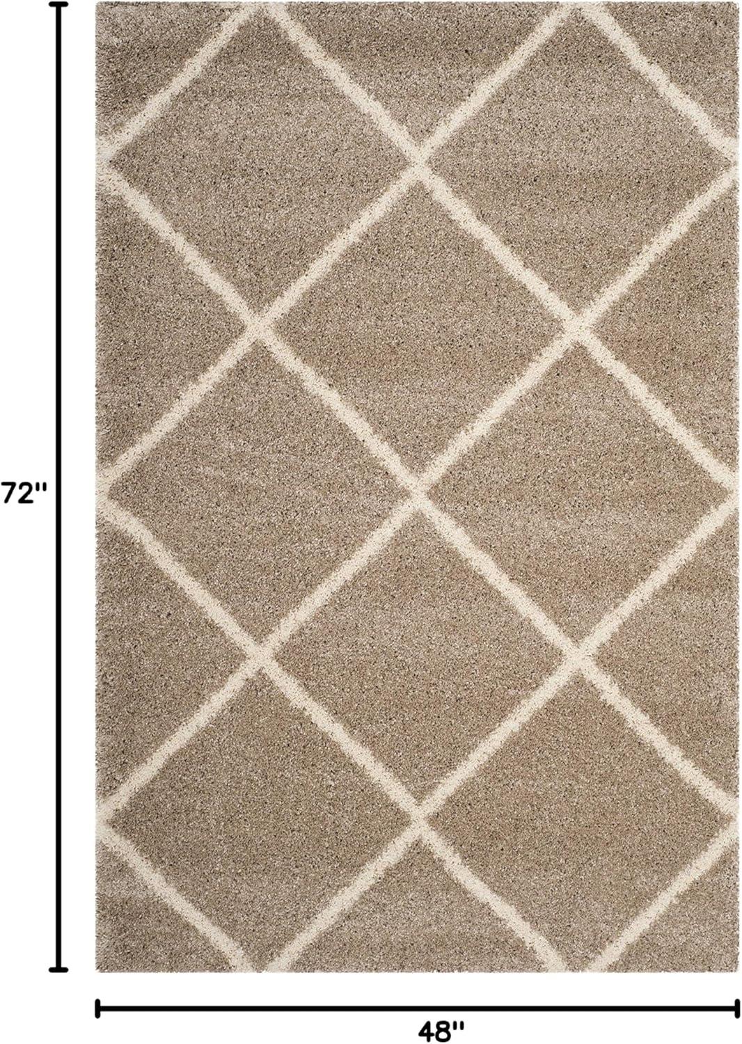 image:imageSAFAVIEH Hudson Shag Collection Area Rug 53 x 76 Ivory amp Grey Modern Trellis Design NonShedding amp Easy Care 2inch Thick Ideal for High Traffic Areas in Living Room Bedroom SGH281ABeigeIvory