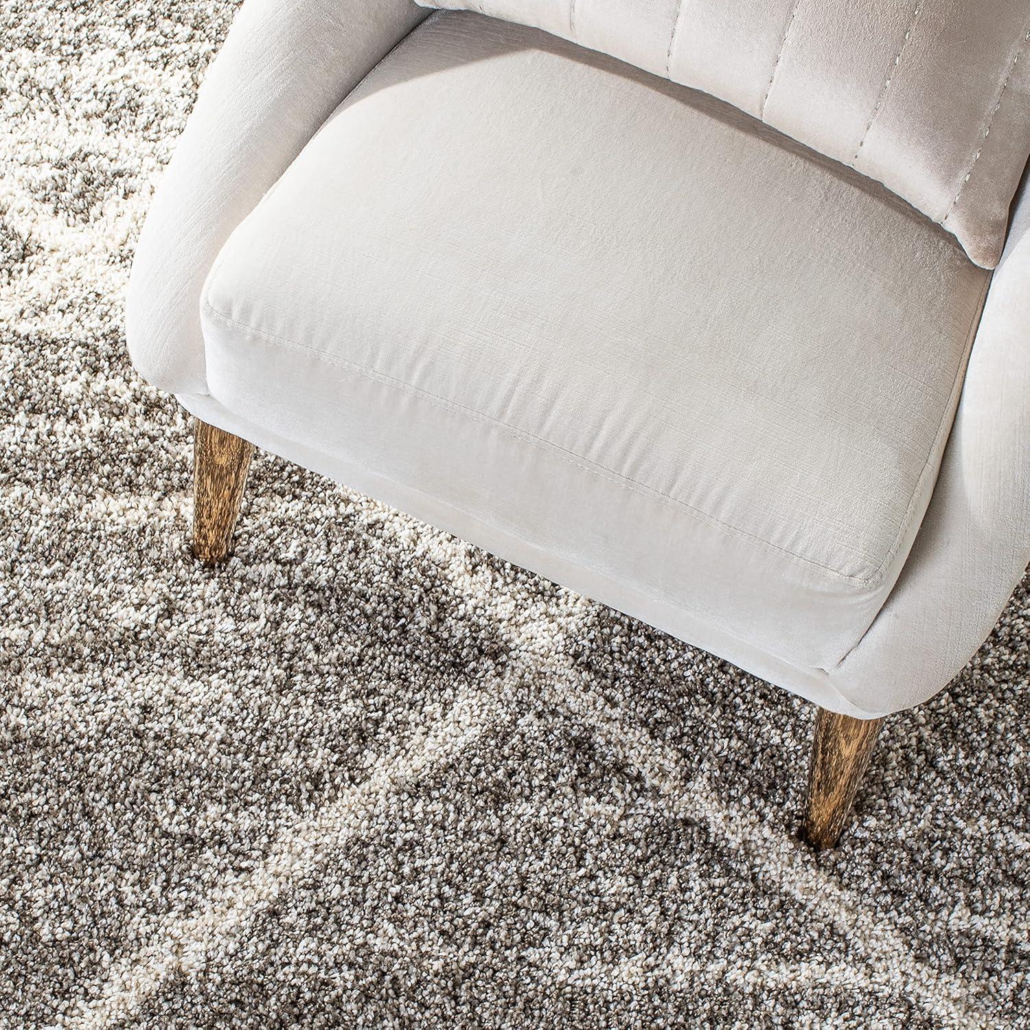 image:imageSAFAVIEH Hudson Shag Collection Area Rug 53 x 76 Ivory amp Grey Modern Trellis Design NonShedding amp Easy Care 2inch Thick Ideal for High Traffic Areas in Living Room Bedroom SGH281ADistressed GreyIvory
