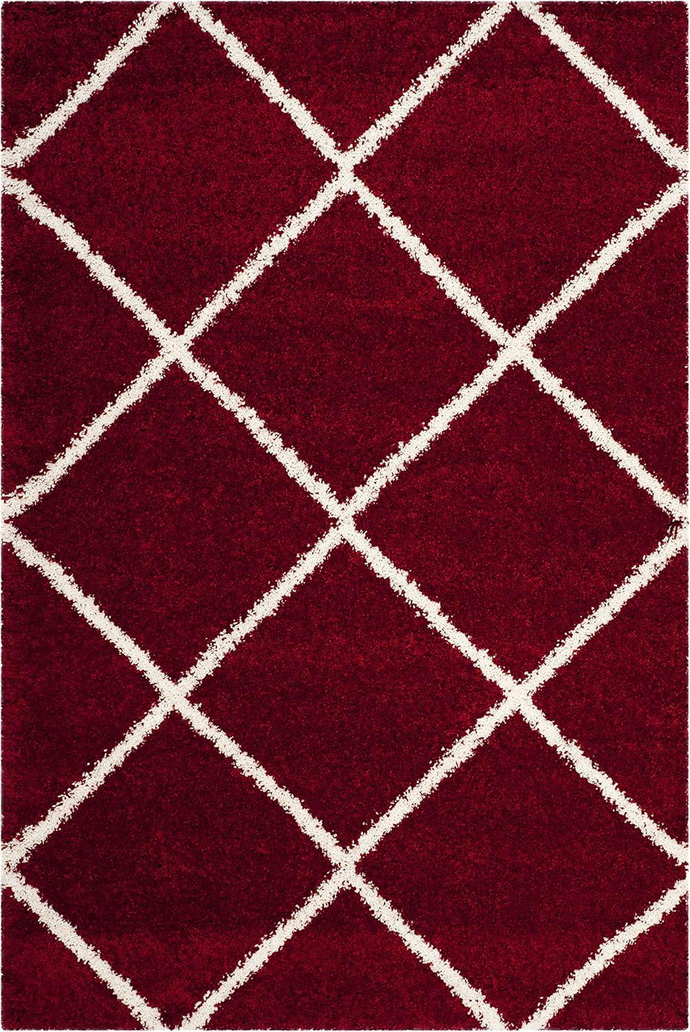 image:imageSAFAVIEH Hudson Shag Collection Area Rug 53 x 76 Ivory amp Grey Modern Trellis Design NonShedding amp Easy Care 2inch Thick Ideal for High Traffic Areas in Living Room Bedroom SGH281ARedIvory