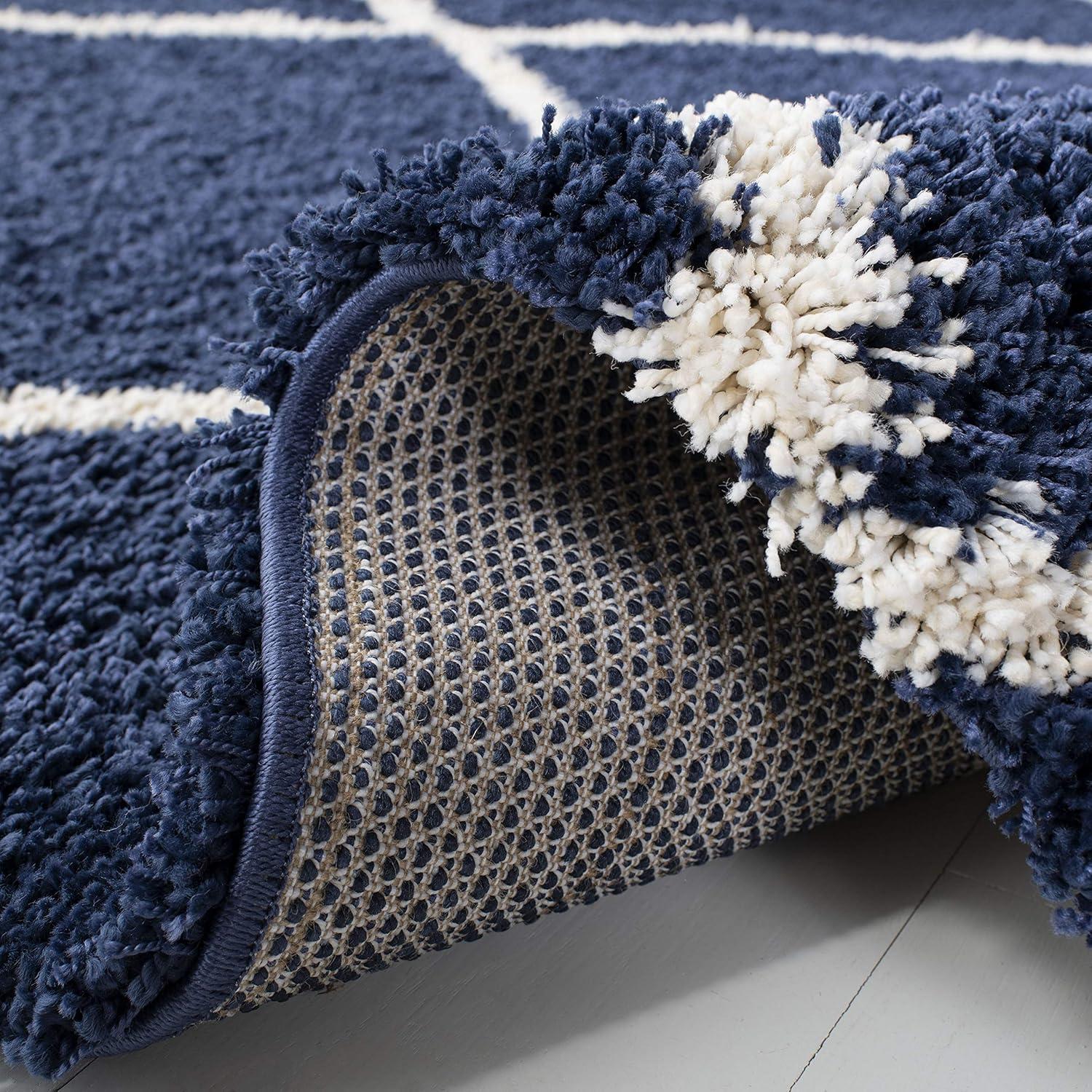 image:imageSAFAVIEH Hudson Shag Collection Area Rug 53 x 76 Ivory amp Grey Modern Trellis Design NonShedding amp Easy Care 2inch Thick Ideal for High Traffic Areas in Living Room Bedroom SGH281ANavyIvory