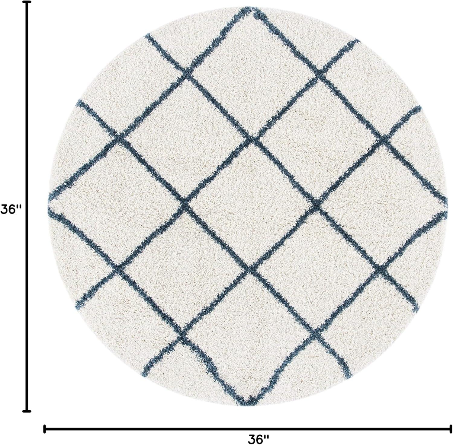 image:imageSAFAVIEH Hudson Shag Collection Area Rug 53 x 76 Ivory amp Grey Modern Trellis Design NonShedding amp Easy Care 2inch Thick Ideal for High Traffic Areas in Living Room Bedroom SGH281AIvorySteel Blue