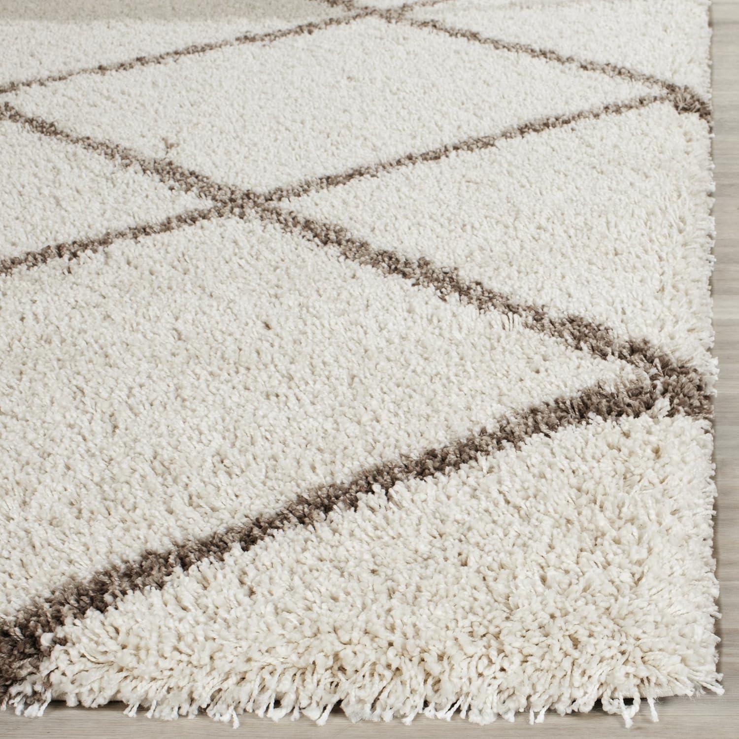 image:imageSAFAVIEH Hudson Shag Collection Area Rug 53 x 76 Ivory amp Grey Modern Trellis Design NonShedding amp Easy Care 2inch Thick Ideal for High Traffic Areas in Living Room Bedroom SGH281AIvoryBeige