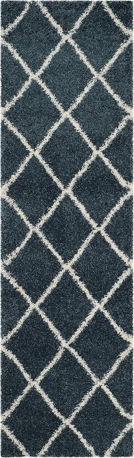image:imageSAFAVIEH Hudson Shag Collection Area Rug 53 x 76 Ivory amp Grey Modern Trellis Design NonShedding amp Easy Care 2inch Thick Ideal for High Traffic Areas in Living Room Bedroom SGH281ASlate BlueIvory
