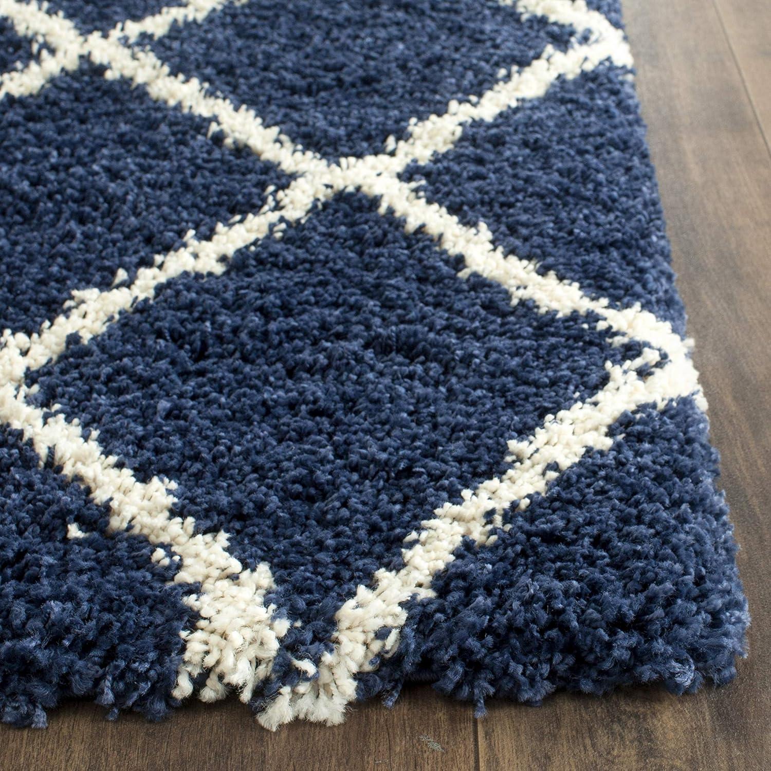 image:imageSAFAVIEH Hudson Shag Collection Area Rug 53 x 76 Ivory amp Grey Modern Trellis Design NonShedding amp Easy Care 2inch Thick Ideal for High Traffic Areas in Living Room Bedroom SGH281ANavyIvory