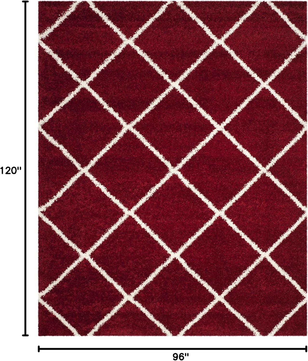 image:imageSAFAVIEH Hudson Shag Collection Area Rug 53 x 76 Ivory amp Grey Modern Trellis Design NonShedding amp Easy Care 2inch Thick Ideal for High Traffic Areas in Living Room Bedroom SGH281ARedIvory