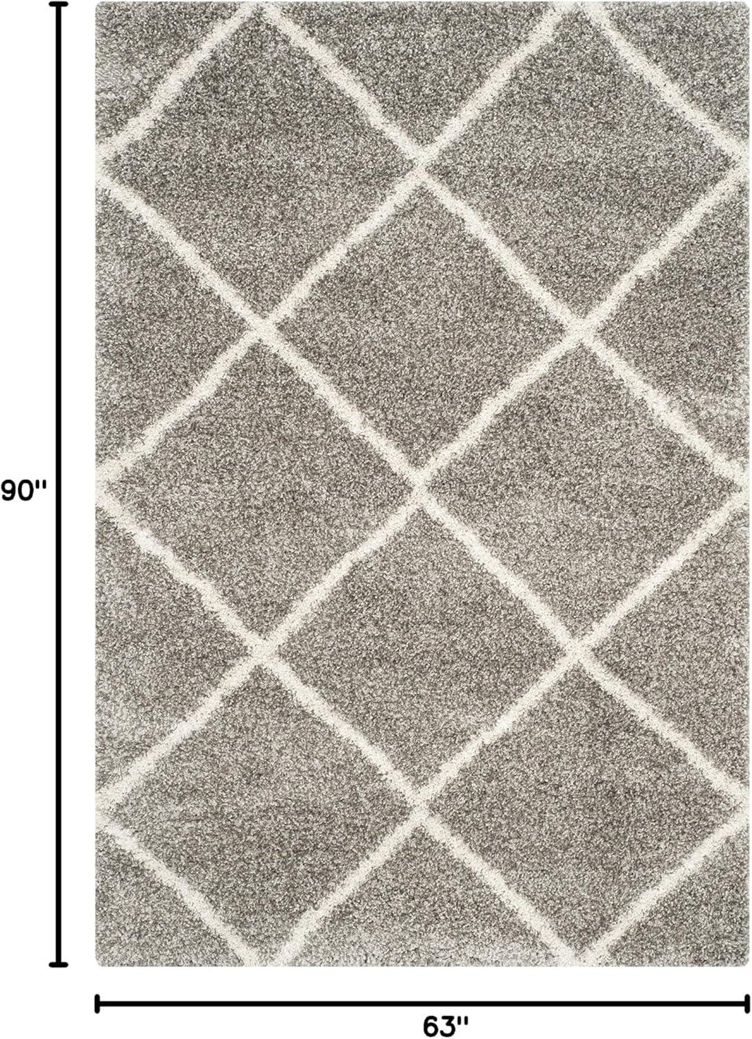 image:imageSAFAVIEH Hudson Shag Collection Area Rug 53 x 76 Ivory amp Grey Modern Trellis Design NonShedding amp Easy Care 2inch Thick Ideal for High Traffic Areas in Living Room Bedroom SGH281AGreyIvory