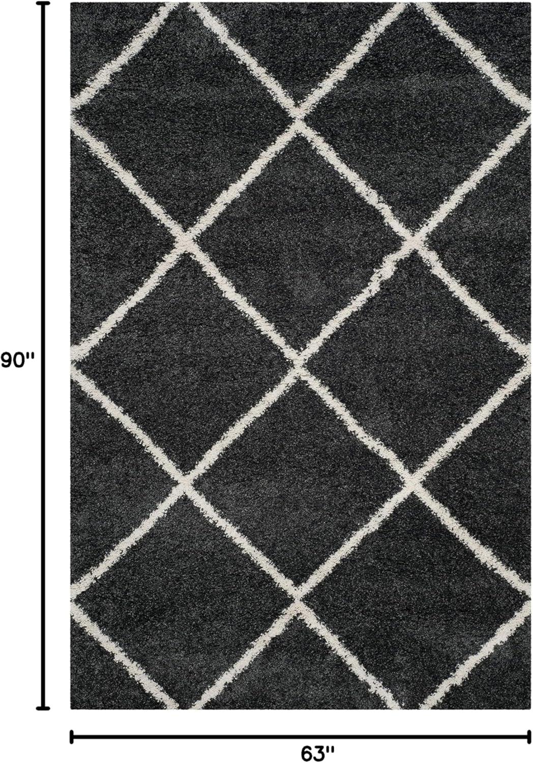 image:imageSAFAVIEH Hudson Shag Collection Area Rug 53 x 76 Ivory amp Grey Modern Trellis Design NonShedding amp Easy Care 2inch Thick Ideal for High Traffic Areas in Living Room Bedroom SGH281ADark GreyIvory