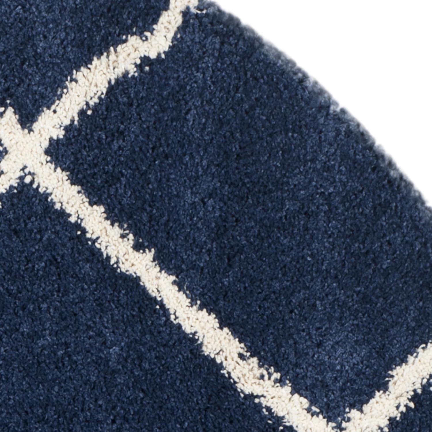 image:imageSAFAVIEH Hudson Shag Collection Area Rug 53 x 76 Ivory amp Grey Modern Trellis Design NonShedding amp Easy Care 2inch Thick Ideal for High Traffic Areas in Living Room Bedroom SGH281ANavyIvory