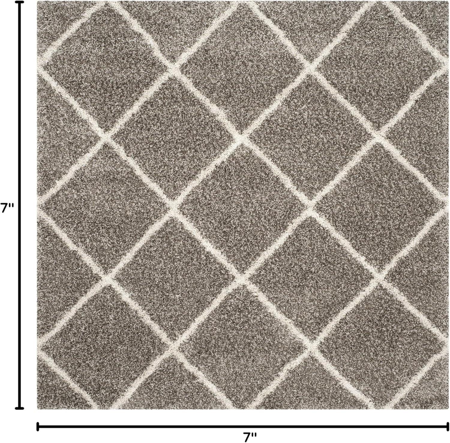 image:imageSAFAVIEH Hudson Shag Collection Area Rug 53 x 76 Ivory amp Grey Modern Trellis Design NonShedding amp Easy Care 2inch Thick Ideal for High Traffic Areas in Living Room Bedroom SGH281AGreyIvory