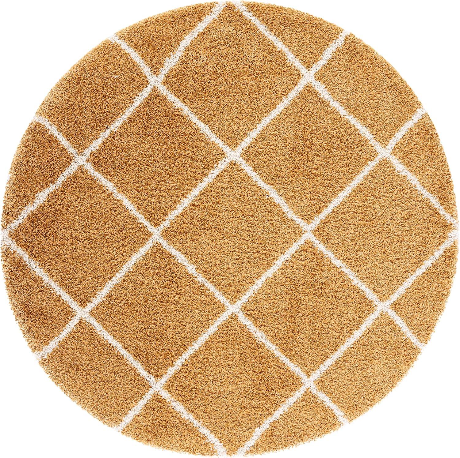 image:imageSAFAVIEH Hudson Shag Collection Area Rug 53 x 76 Ivory amp Grey Modern Trellis Design NonShedding amp Easy Care 2inch Thick Ideal for High Traffic Areas in Living Room Bedroom SGH281AGoldIvory