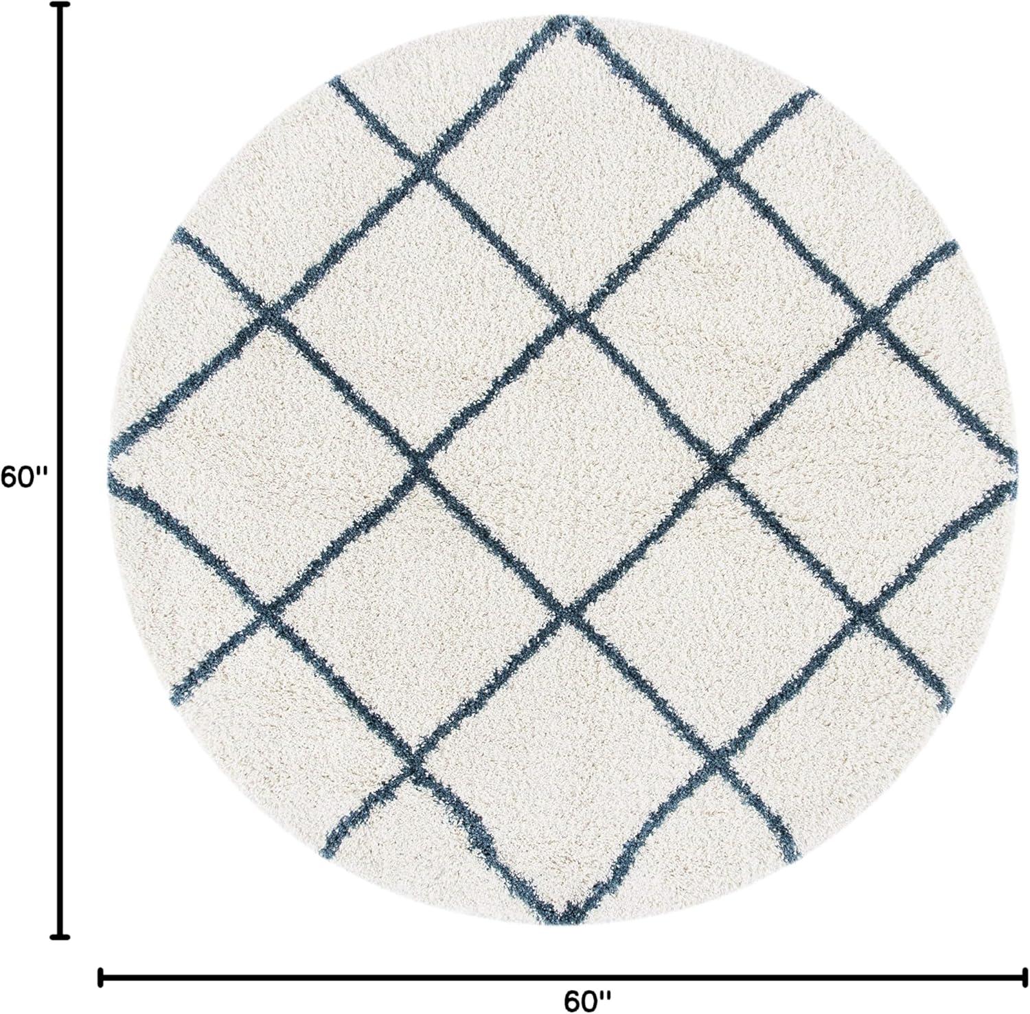 image:imageSAFAVIEH Hudson Shag Collection Area Rug 53 x 76 Ivory amp Grey Modern Trellis Design NonShedding amp Easy Care 2inch Thick Ideal for High Traffic Areas in Living Room Bedroom SGH281AIvorySteel Blue