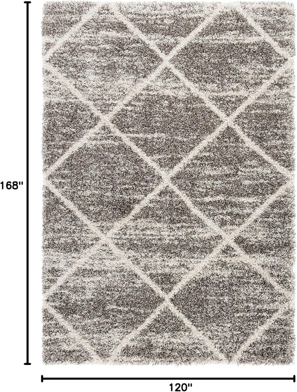 image:imageSAFAVIEH Hudson Shag Collection Area Rug 53 x 76 Ivory amp Grey Modern Trellis Design NonShedding amp Easy Care 2inch Thick Ideal for High Traffic Areas in Living Room Bedroom SGH281ADistressed GreyIvory
