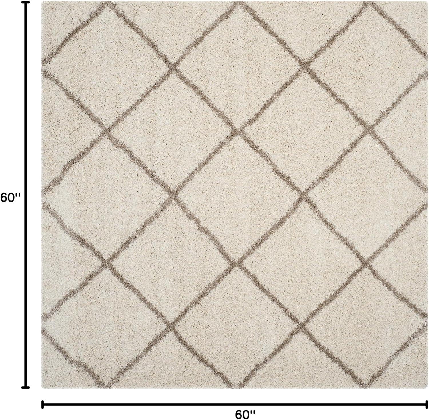 image:imageSAFAVIEH Hudson Shag Collection Area Rug 53 x 76 Ivory amp Grey Modern Trellis Design NonShedding amp Easy Care 2inch Thick Ideal for High Traffic Areas in Living Room Bedroom SGH281AIvoryBeige