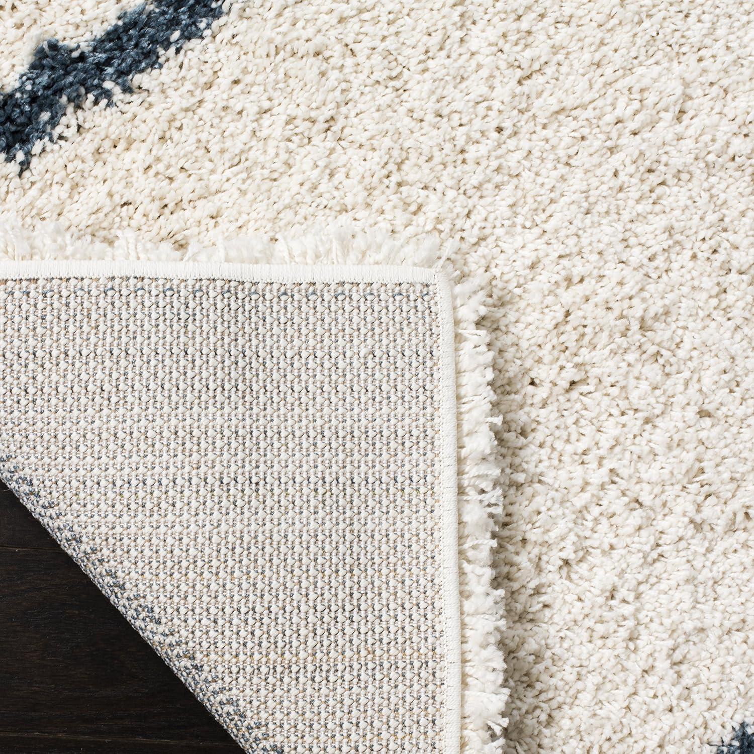 image:imageSAFAVIEH Hudson Shag Collection Area Rug 53 x 76 Ivory amp Grey Modern Trellis Design NonShedding amp Easy Care 2inch Thick Ideal for High Traffic Areas in Living Room Bedroom SGH281AIvorySteel Blue