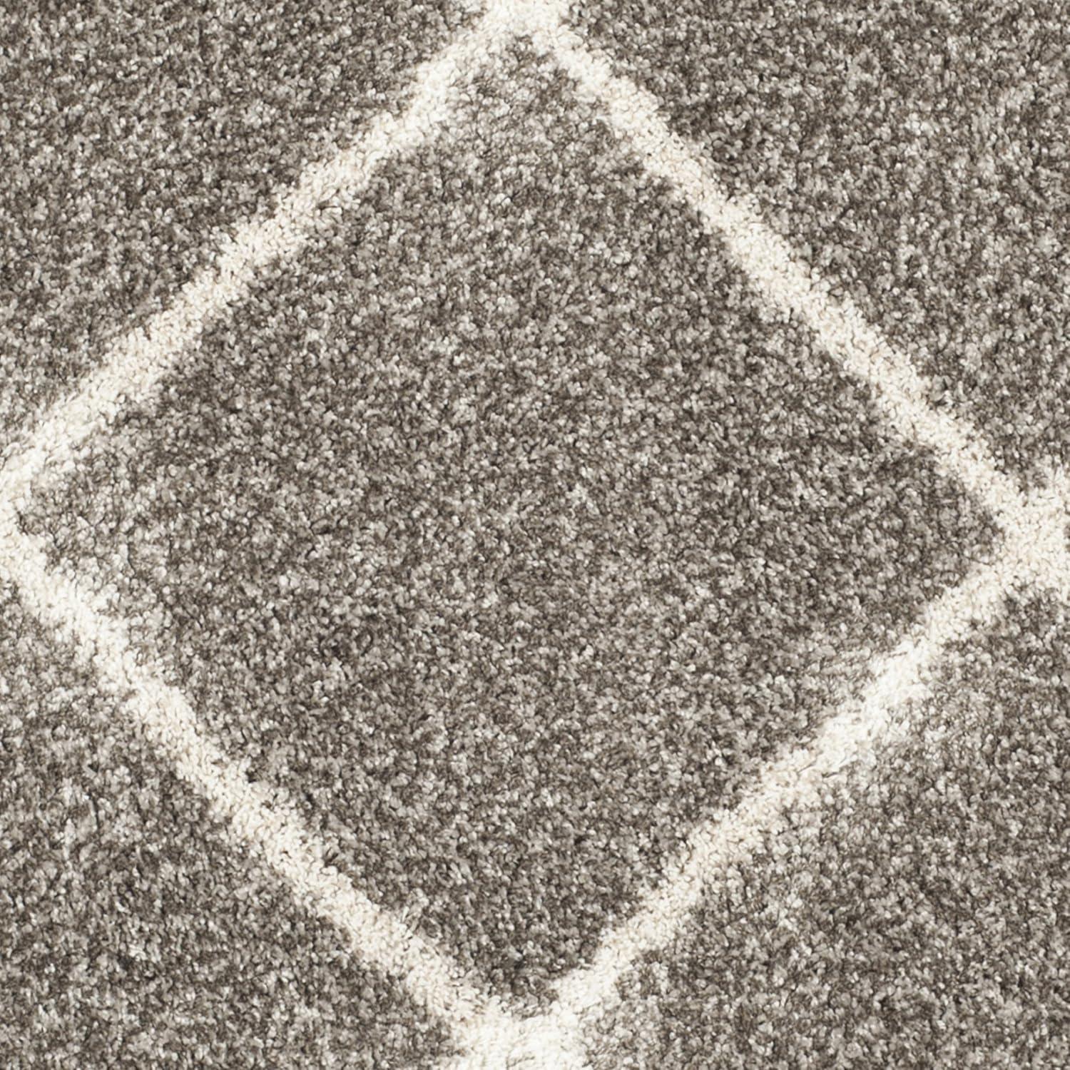 image:imageSAFAVIEH Hudson Shag Collection Area Rug 53 x 76 Ivory amp Grey Modern Trellis Design NonShedding amp Easy Care 2inch Thick Ideal for High Traffic Areas in Living Room Bedroom SGH281AGreyIvory