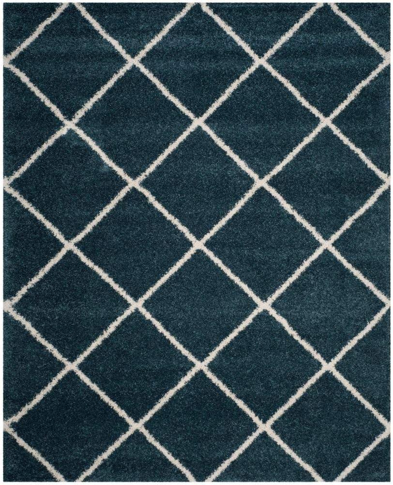 image:imageSAFAVIEH Hudson Shag Collection Area Rug 53 x 76 Ivory amp Grey Modern Trellis Design NonShedding amp Easy Care 2inch Thick Ideal for High Traffic Areas in Living Room Bedroom SGH281ASlate BlueIvory