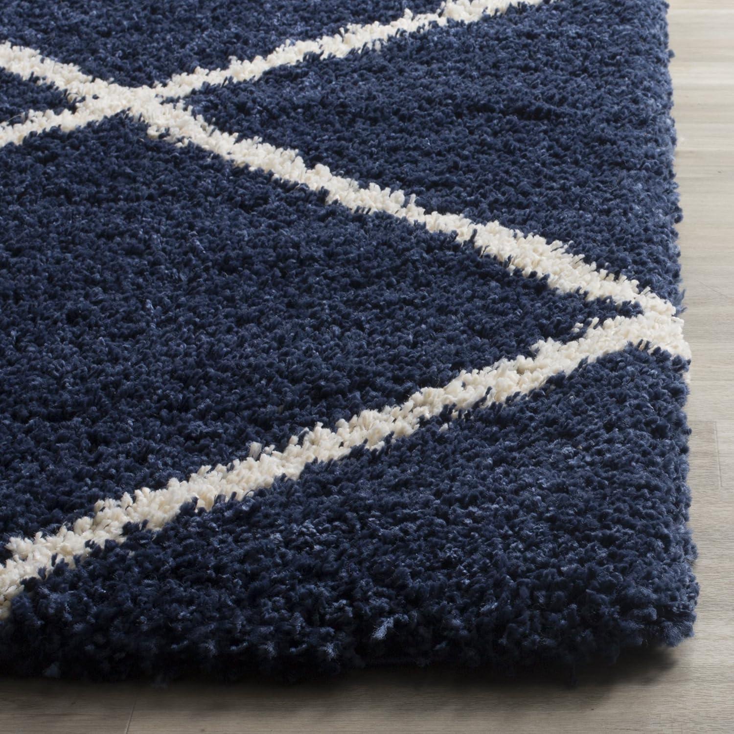 image:imageSAFAVIEH Hudson Shag Collection Area Rug 53 x 76 Ivory amp Grey Modern Trellis Design NonShedding amp Easy Care 2inch Thick Ideal for High Traffic Areas in Living Room Bedroom SGH281ANavyIvory