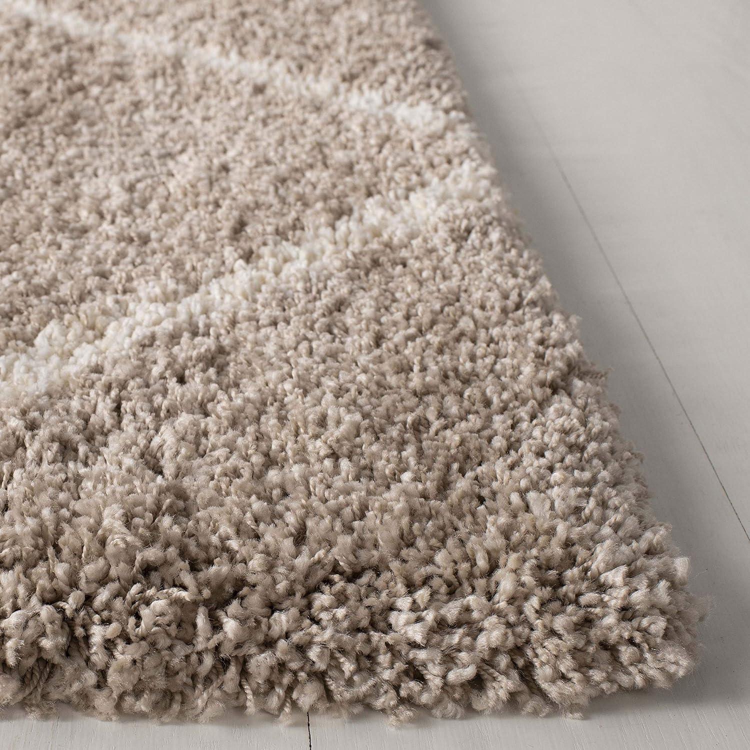 image:imageSAFAVIEH Hudson Shag Collection Area Rug 53 x 76 Ivory amp Grey Modern Trellis Design NonShedding amp Easy Care 2inch Thick Ideal for High Traffic Areas in Living Room Bedroom SGH281ABeigeIvory