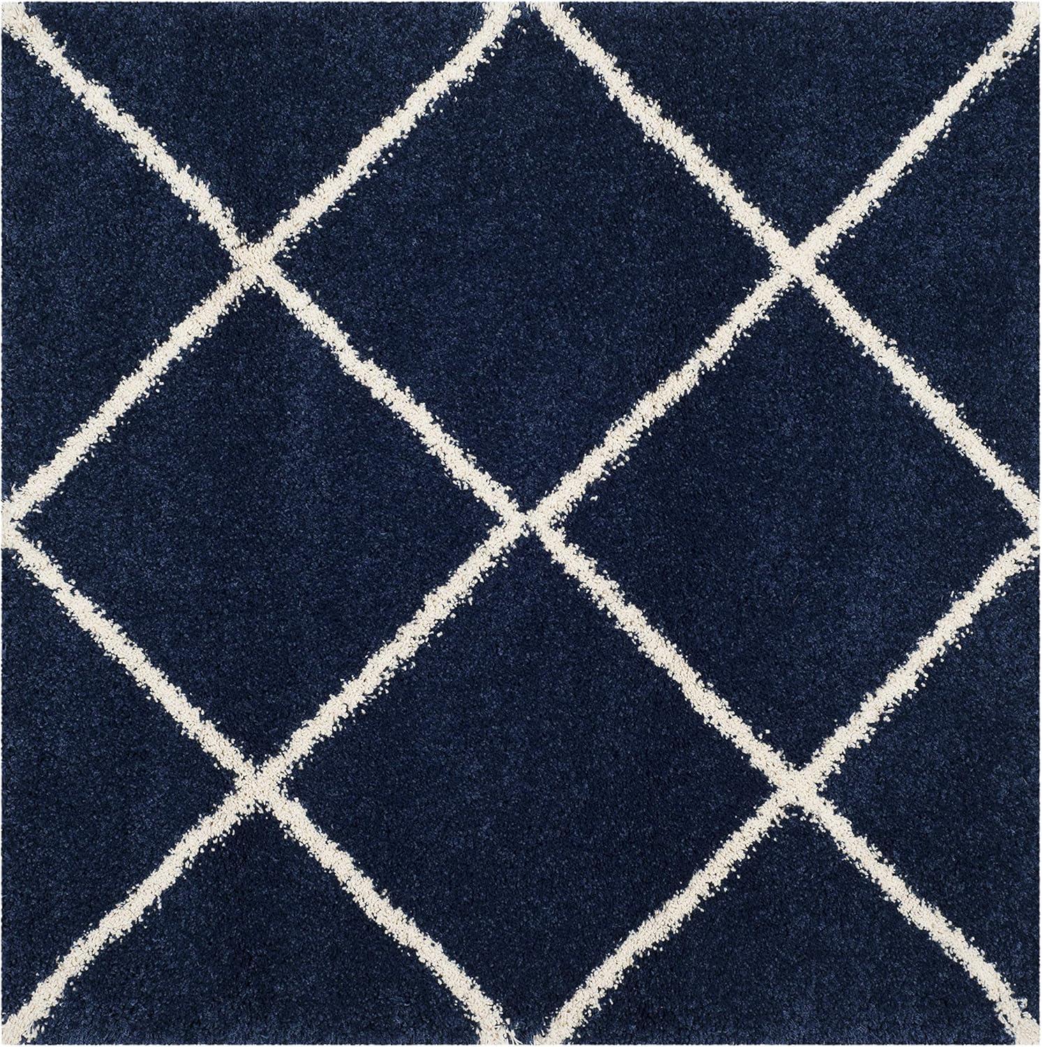 image:imageSAFAVIEH Hudson Shag Collection Area Rug 53 x 76 Ivory amp Grey Modern Trellis Design NonShedding amp Easy Care 2inch Thick Ideal for High Traffic Areas in Living Room Bedroom SGH281ANavyIvory