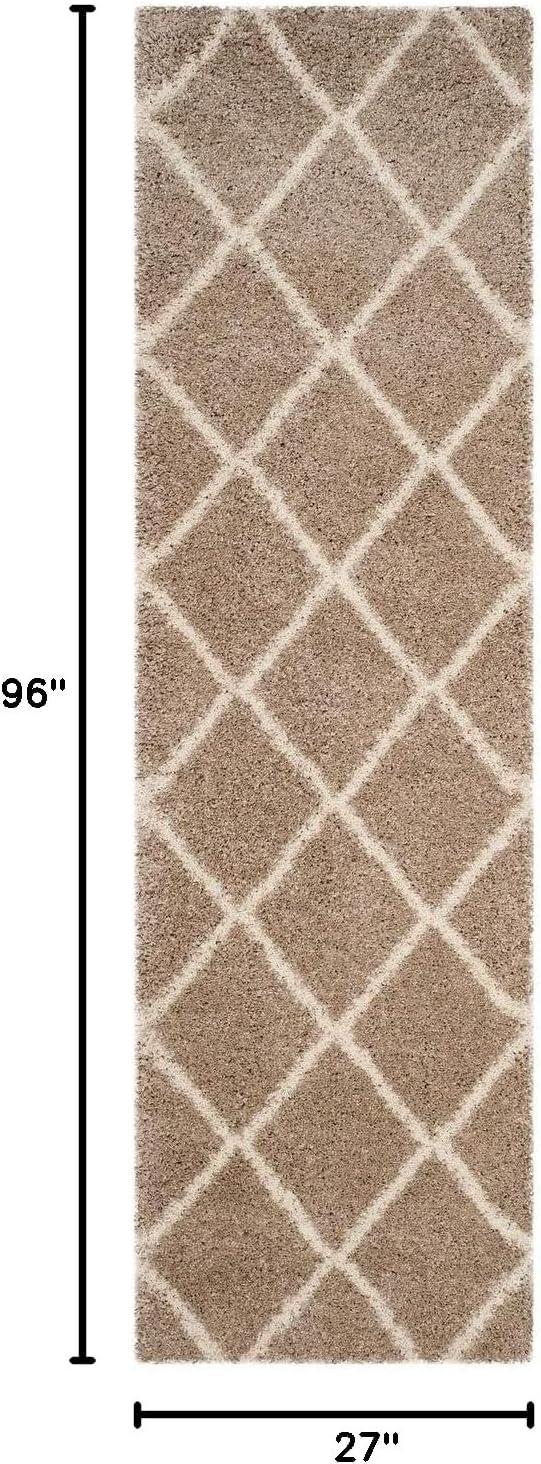 image:imageSAFAVIEH Hudson Shag Collection Area Rug 53 x 76 Ivory amp Grey Modern Trellis Design NonShedding amp Easy Care 2inch Thick Ideal for High Traffic Areas in Living Room Bedroom SGH281ABeigeIvory