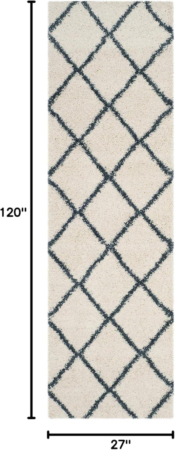 image:imageSAFAVIEH Hudson Shag Collection Area Rug 53 x 76 Ivory amp Grey Modern Trellis Design NonShedding amp Easy Care 2inch Thick Ideal for High Traffic Areas in Living Room Bedroom SGH281AIvorySteel Blue