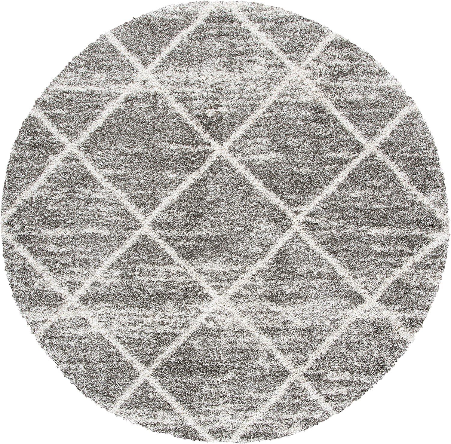 image:imageSAFAVIEH Hudson Shag Collection Area Rug 53 x 76 Ivory amp Grey Modern Trellis Design NonShedding amp Easy Care 2inch Thick Ideal for High Traffic Areas in Living Room Bedroom SGH281ADistressed GreyIvory