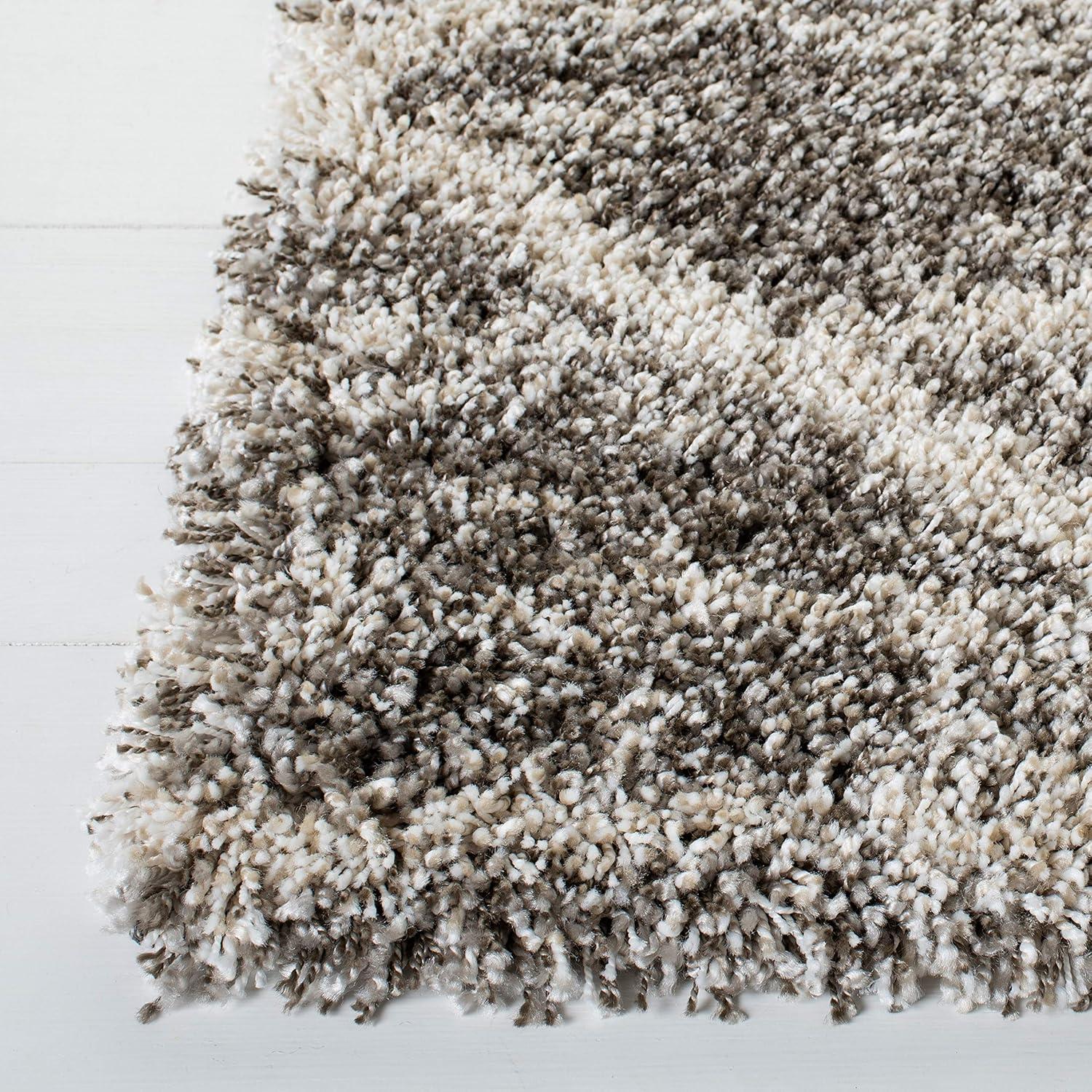 image:imageSAFAVIEH Hudson Shag Collection Area Rug 53 x 76 Ivory amp Grey Modern Trellis Design NonShedding amp Easy Care 2inch Thick Ideal for High Traffic Areas in Living Room Bedroom SGH281ADistressed GreyIvory