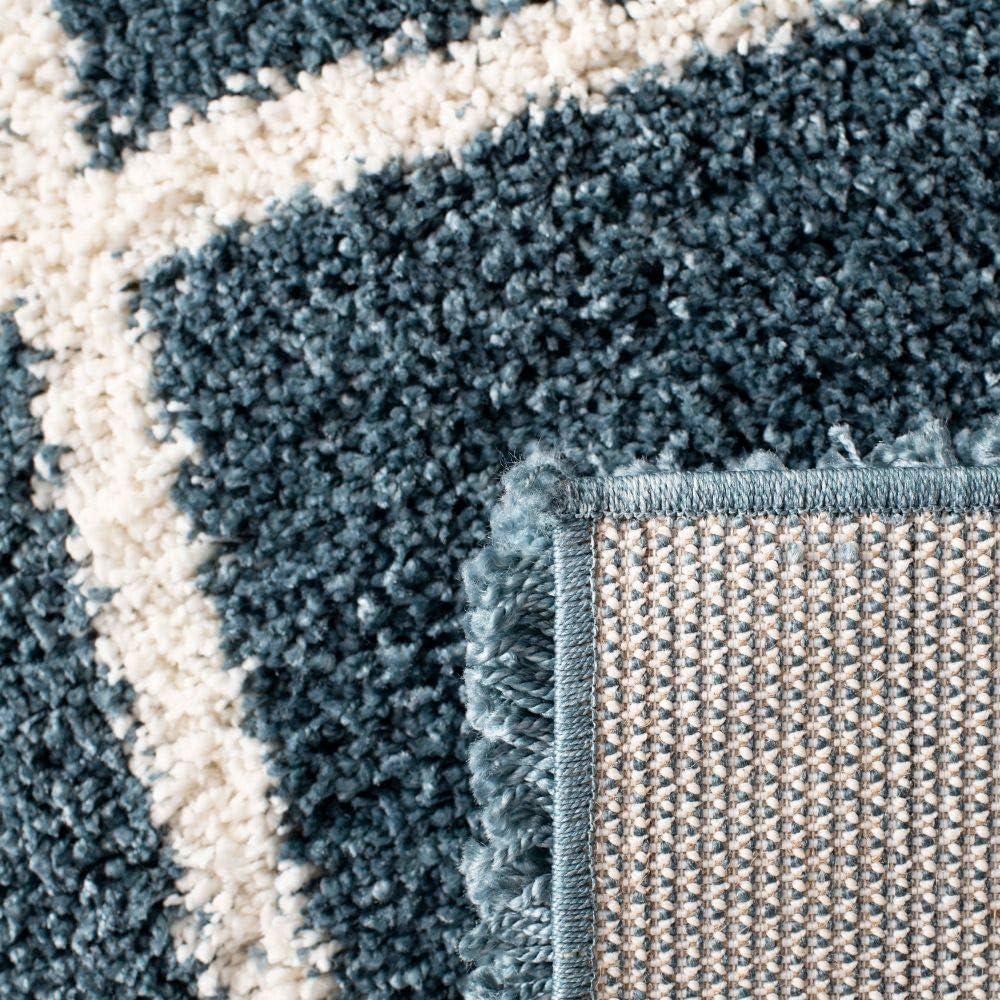 image:imageSAFAVIEH Hudson Shag Collection Area Rug 53 x 76 Ivory amp Grey Modern Trellis Design NonShedding amp Easy Care 2inch Thick Ideal for High Traffic Areas in Living Room Bedroom SGH281ASlate BlueIvory