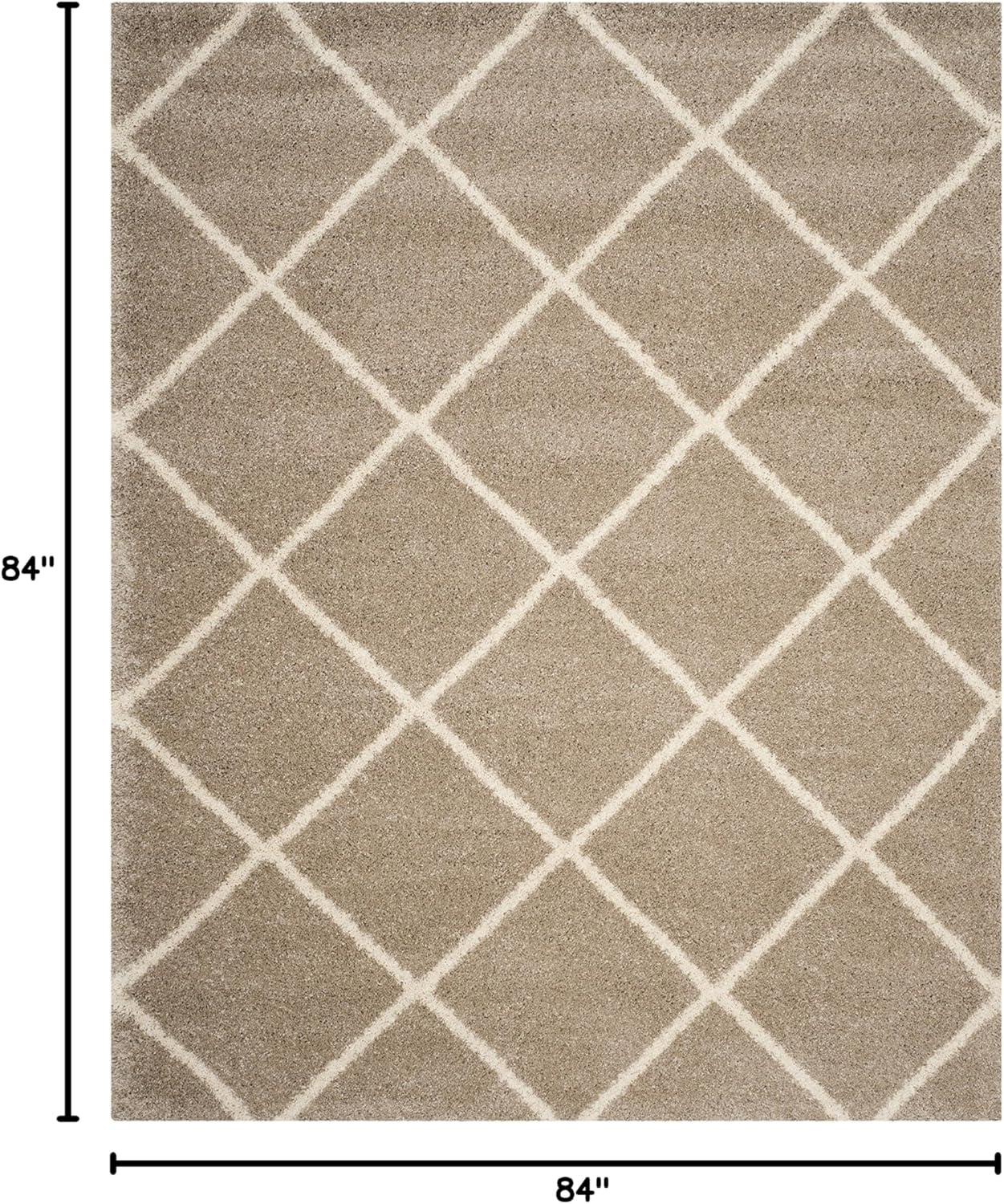 image:imageSAFAVIEH Hudson Shag Collection Area Rug 53 x 76 Ivory amp Grey Modern Trellis Design NonShedding amp Easy Care 2inch Thick Ideal for High Traffic Areas in Living Room Bedroom SGH281ABeigeIvory